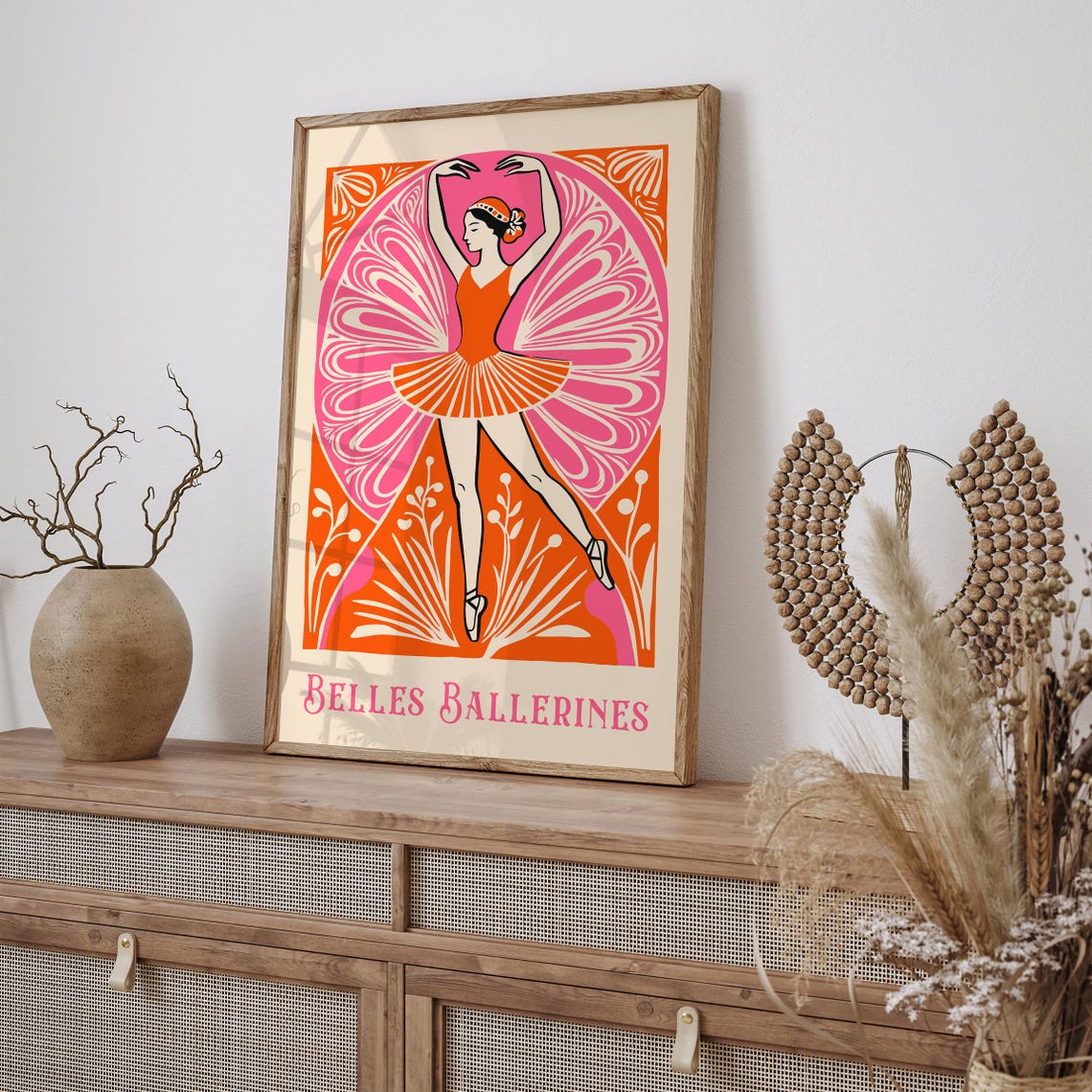Belles Ballerines Orange Tutu Retro Ballet Dancer Vintage Poster - Image 2