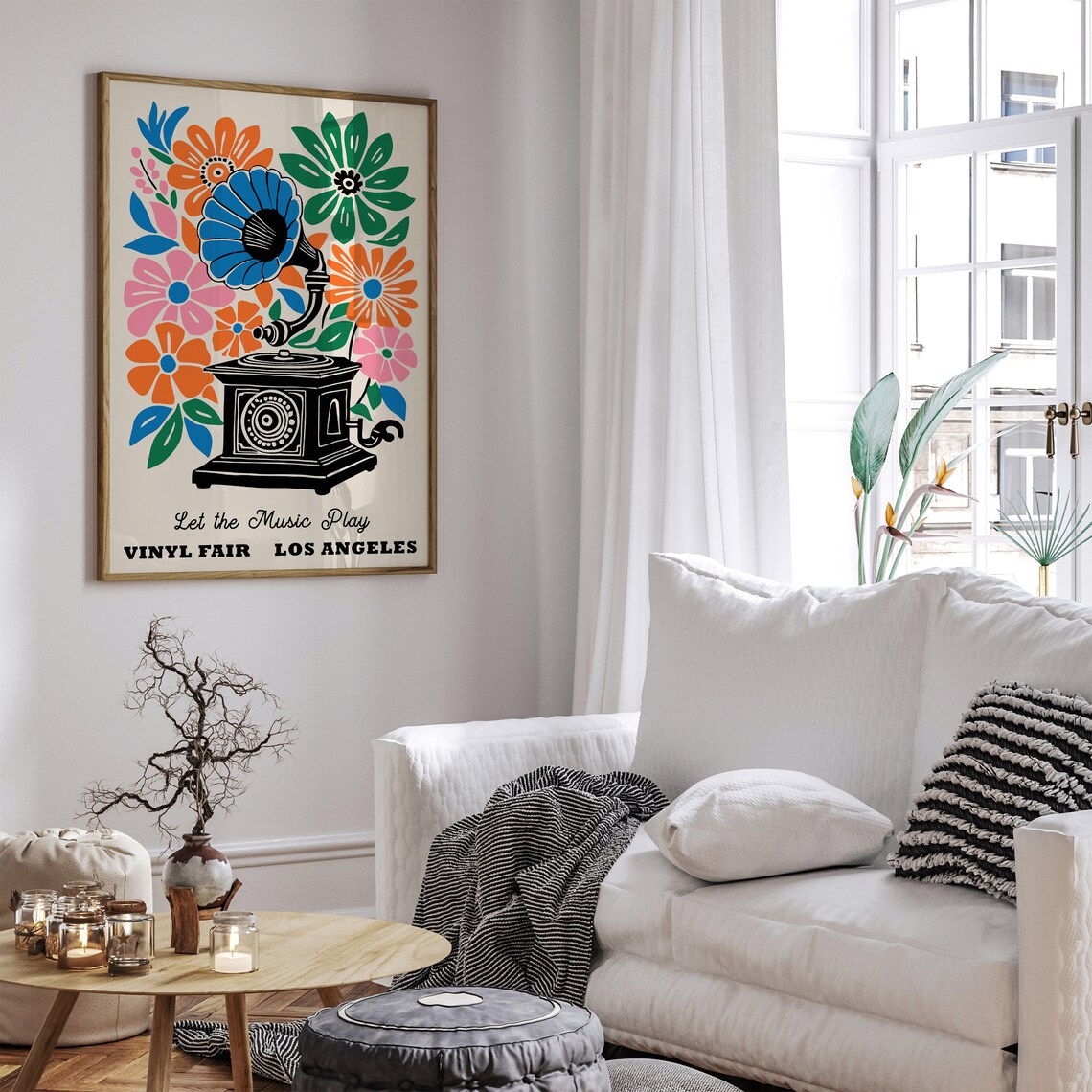 Let the Music Play Vinyl Fair Los Angeles Floral Gramophone Poster - Image 6