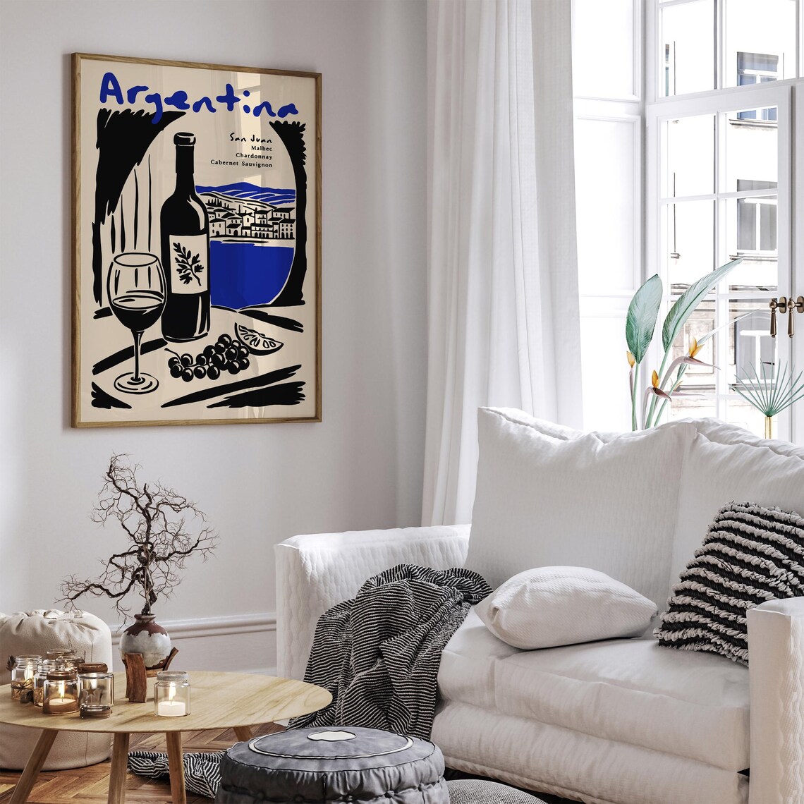 Argentina San Juan Wine Black Ink Bottle Glass Vineyard Poster - Image 5