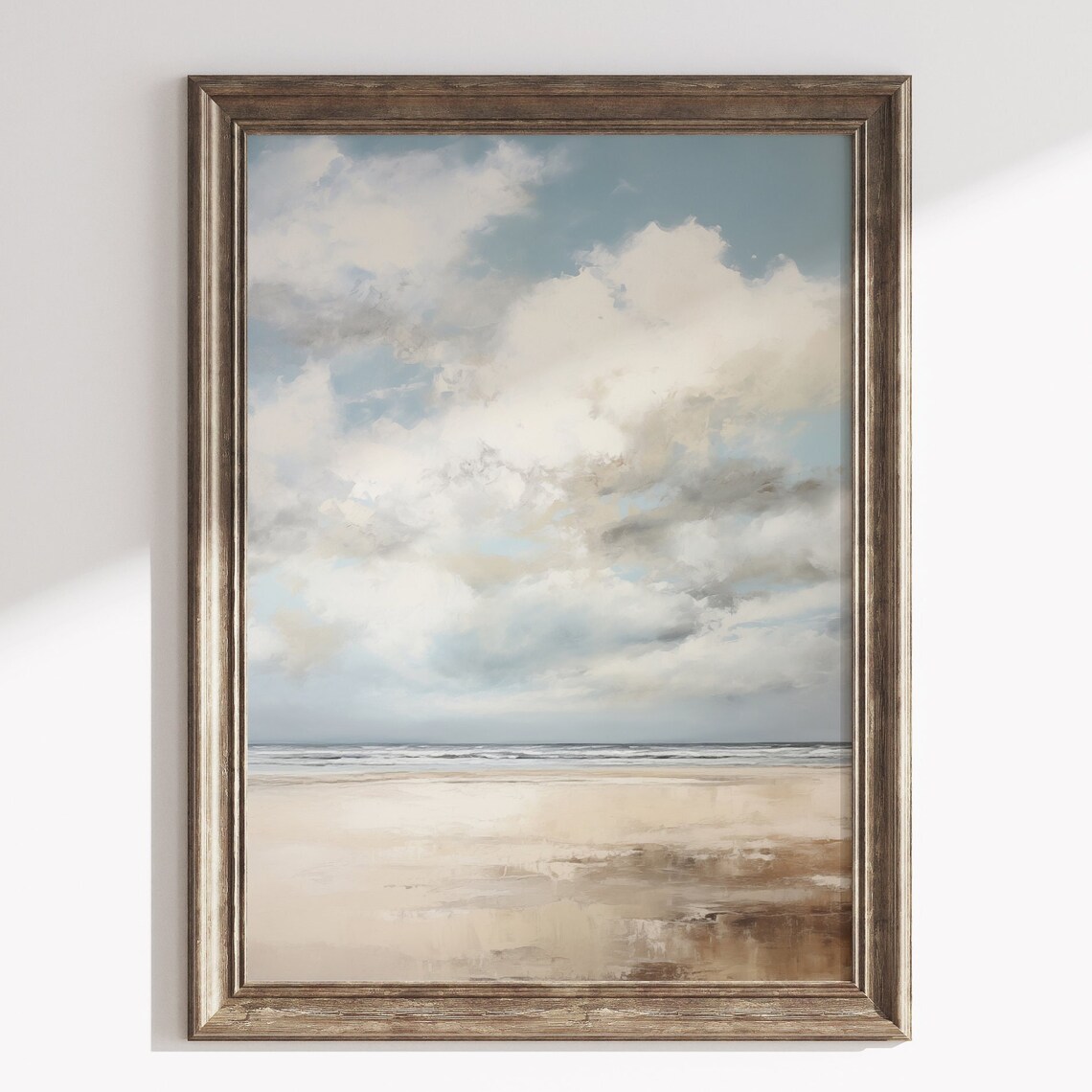 Vintage Dark Ocean Print, Moody Coastal Landscape