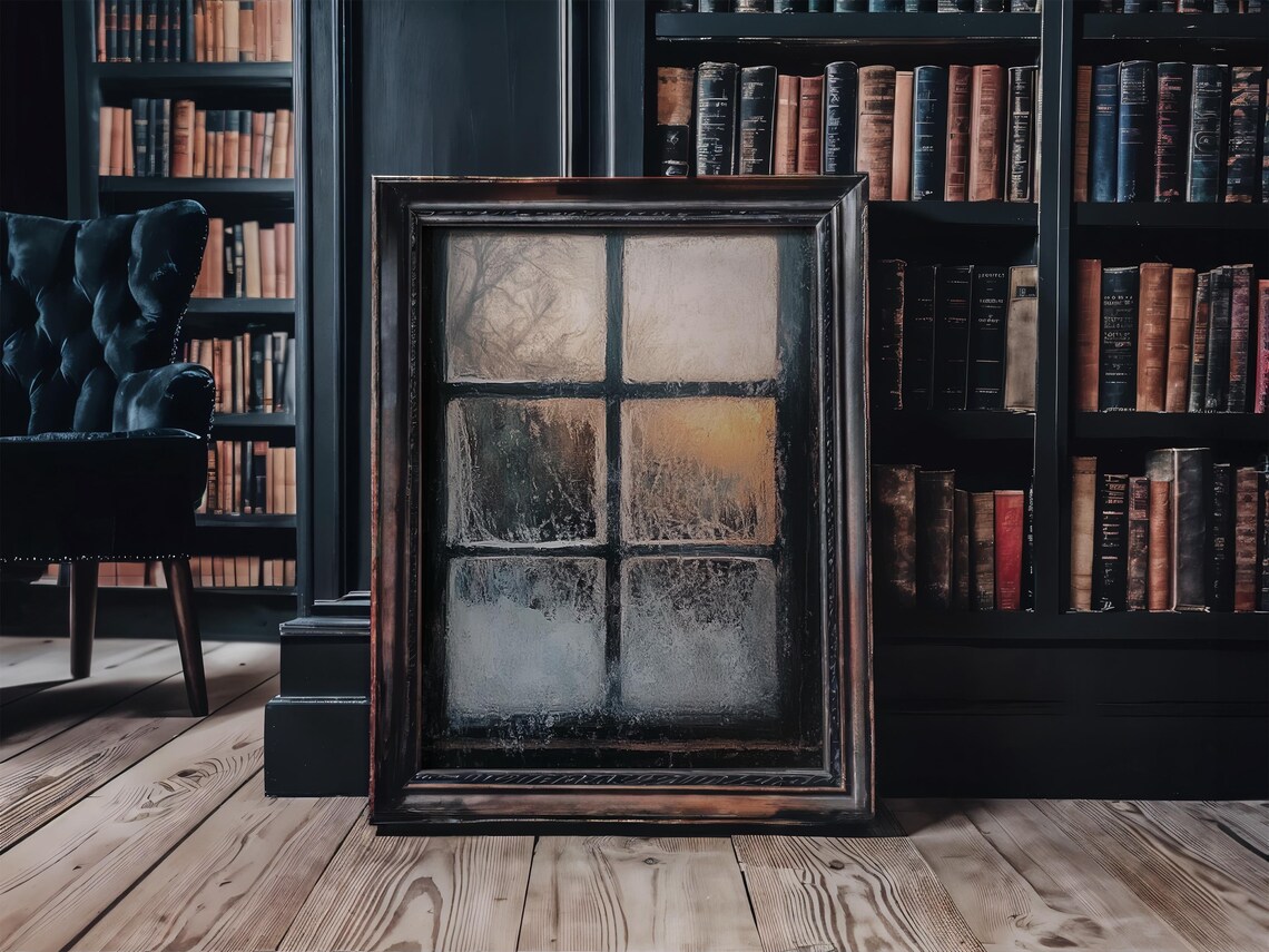 Frosty Window Rustic Christmas Wall Art Seasonal Home Decor Moody Winter Decoration - Image 2