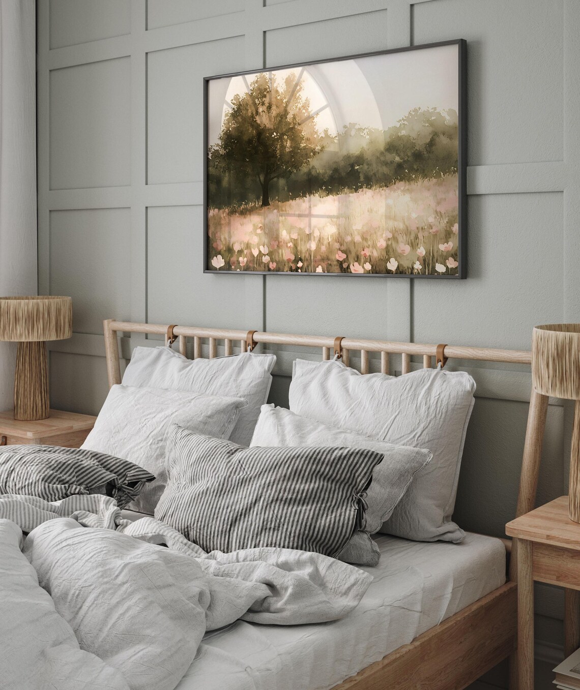 Soft Pink Tulips Field Dreamy Watercolor Flower Meadow Poster - Image 7