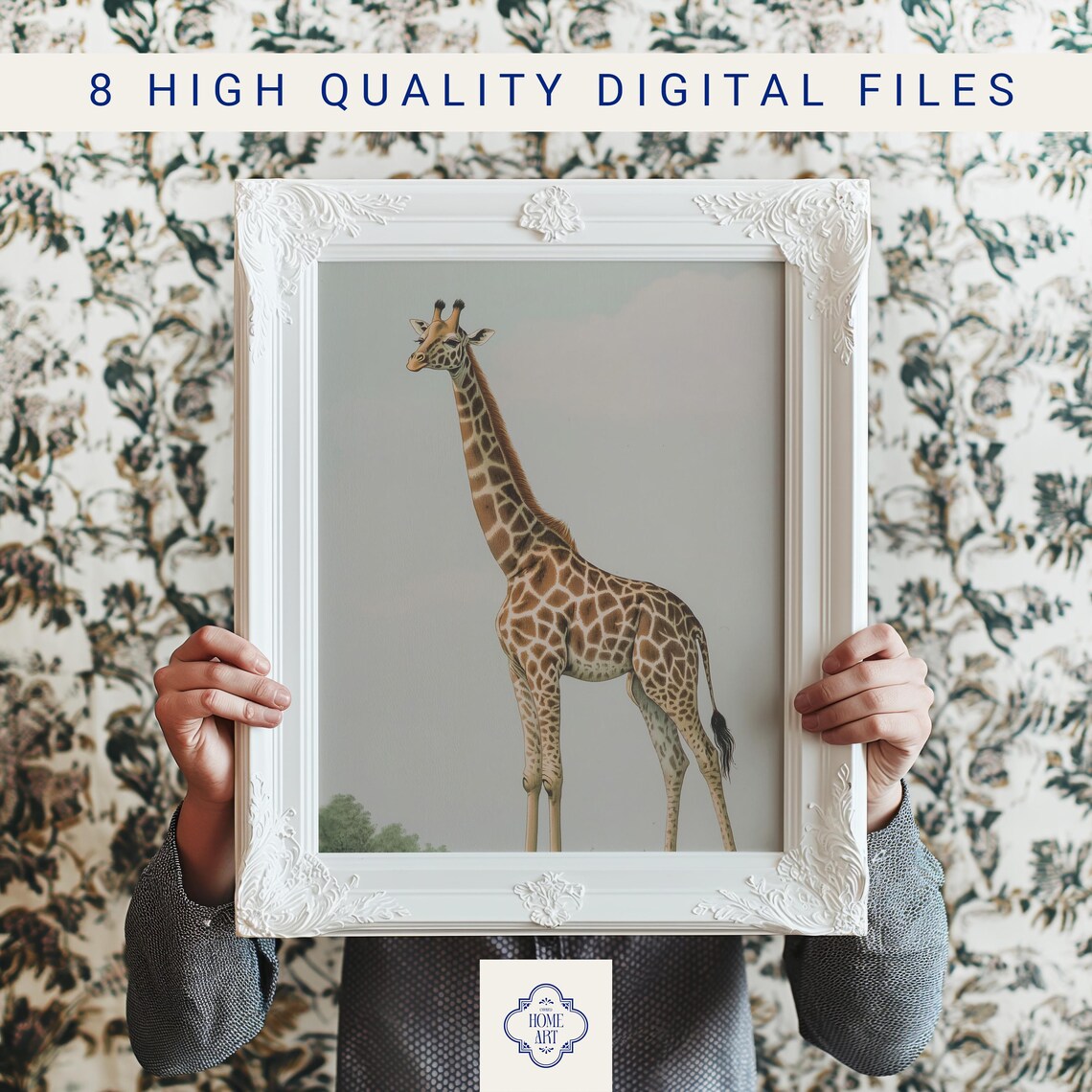 Giraffe Safari Animal Nursery Vintage Kids Wildlife Art Poster - Image 3