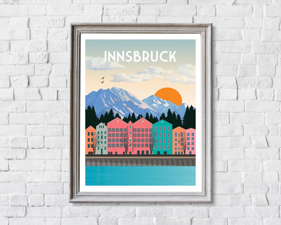 Innsbruck Austria Retro Travel Poster, Wall Art Print - Image 2