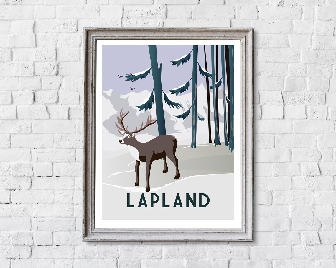 Lapland Retro Travel Poster, Finland Wall Art Print - Image 2