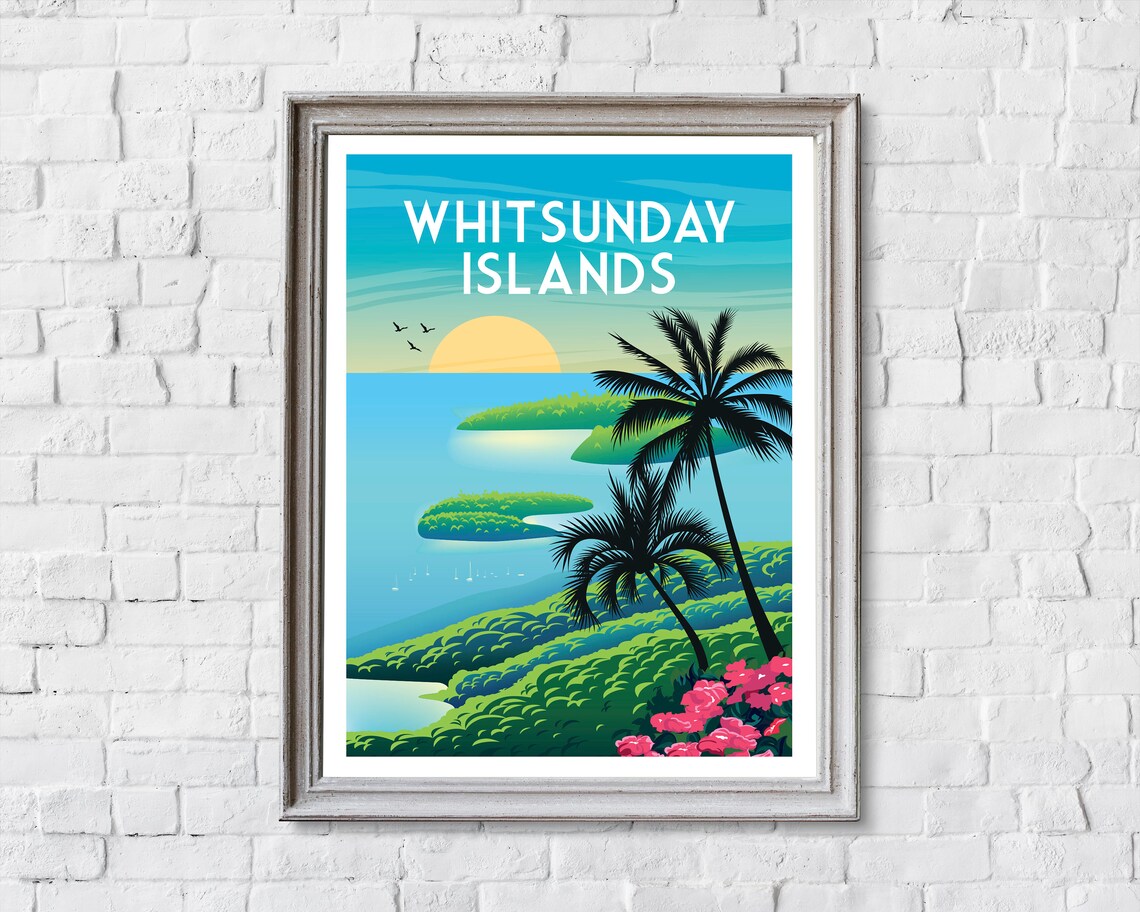 Whitsunday Islands Print Whitsunday Islands Travel Poster Whitsunday Islands Travel Print Queensland Print Queensland Poster Australia - Image 2