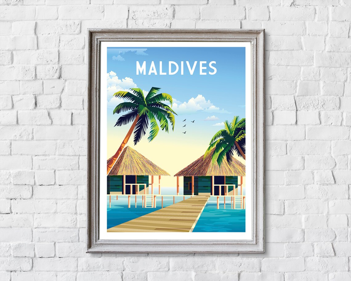 Maldives Retro Travel Poster, Vintage Wall Art Print - Image 2