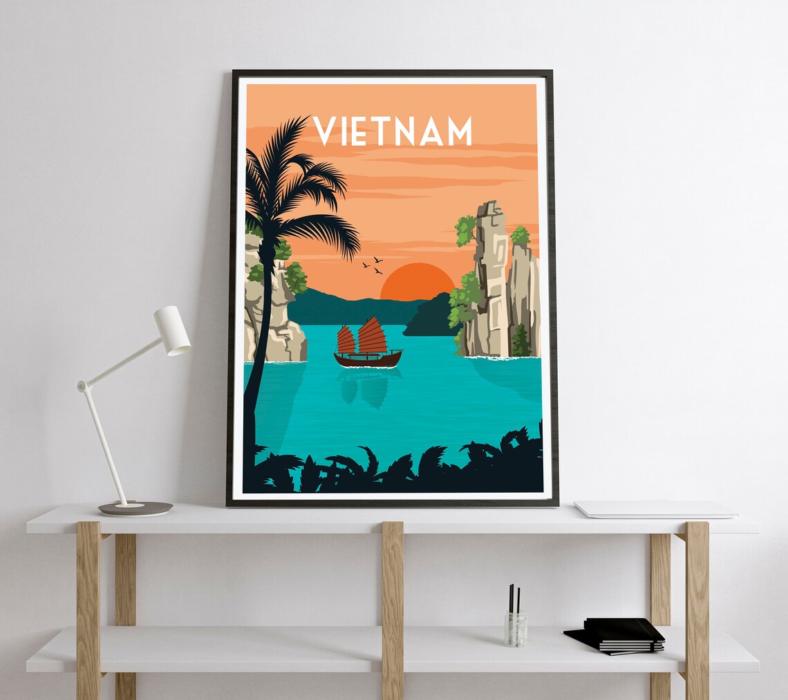 Halong Bay Vietnam Retro Travel Poster Art Print - Image 2