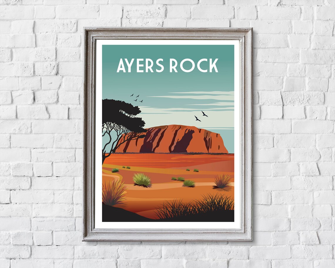 Retro Ayers Rock Uluru Australia Travel Poster - Image 2
