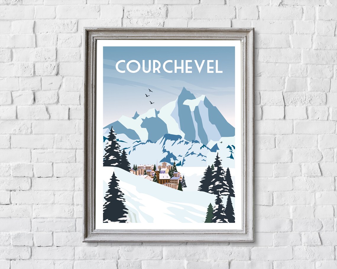 Courchevel France Luxury Ski Resort Snowy Alpine Travel Poster - Image 2