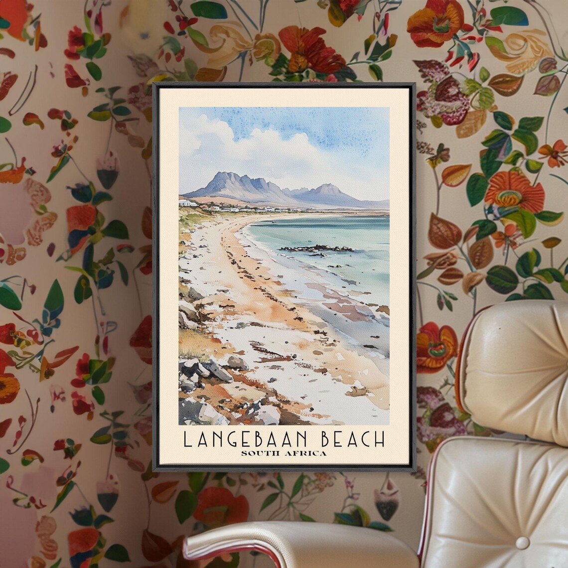 Langebaan Beach South Africa Rocky Shore Sandy Bay Mountain Poster - Image 2