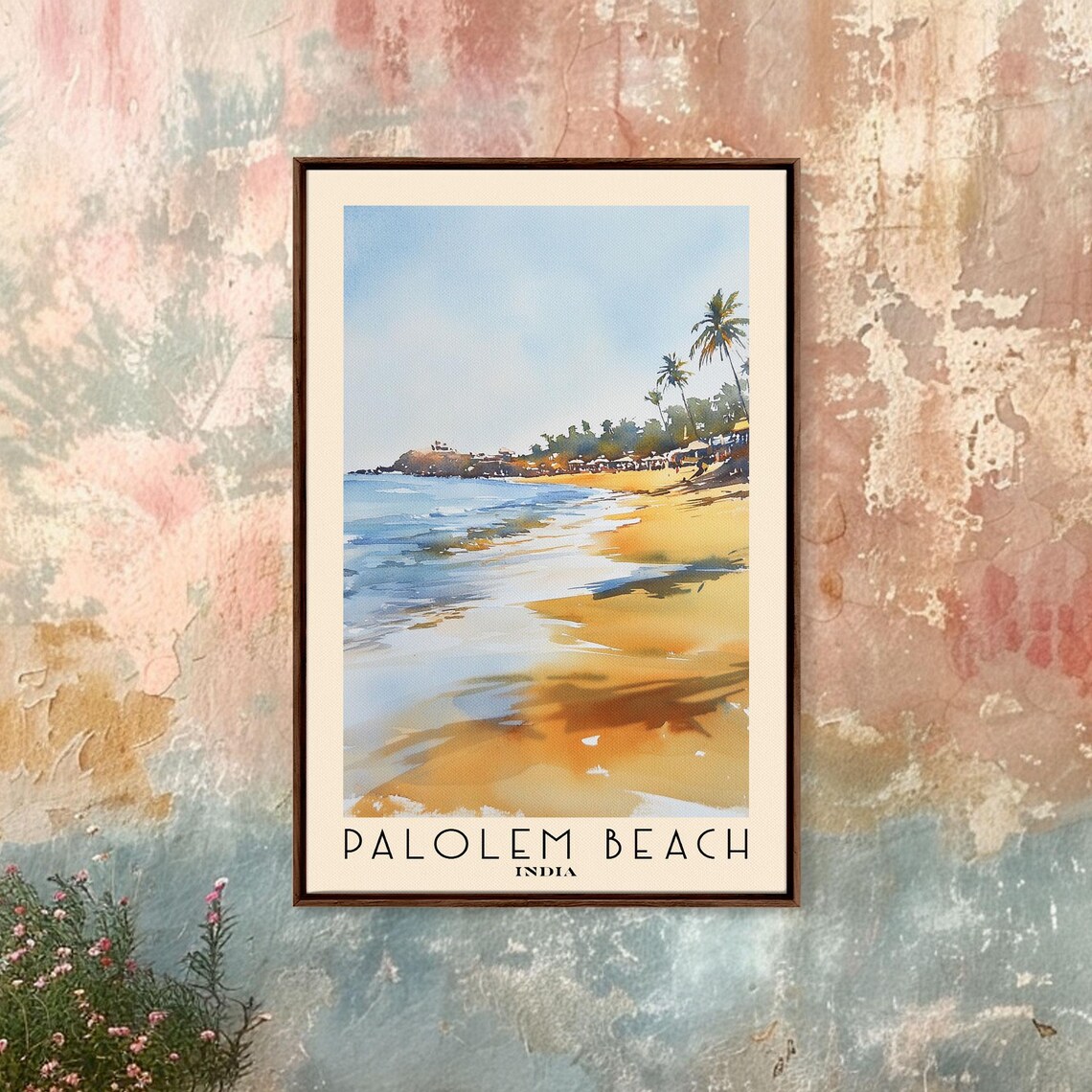 Palolem Beach India Golden Sunset Shore Palms Headland Poster