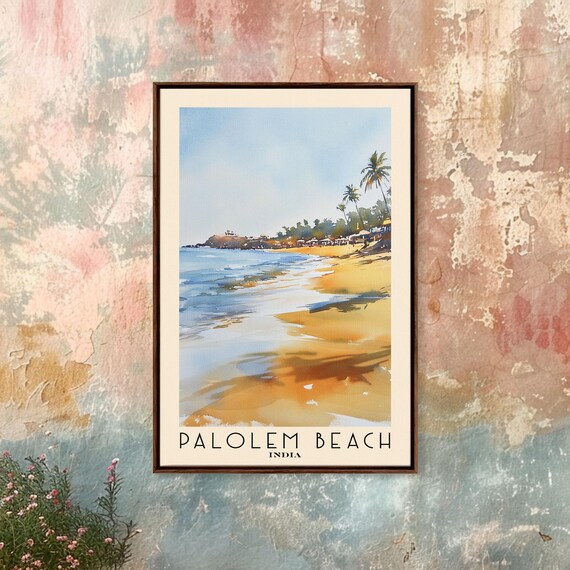 Palolem Beach India Golden Sunset Shore Palms Headland Poster