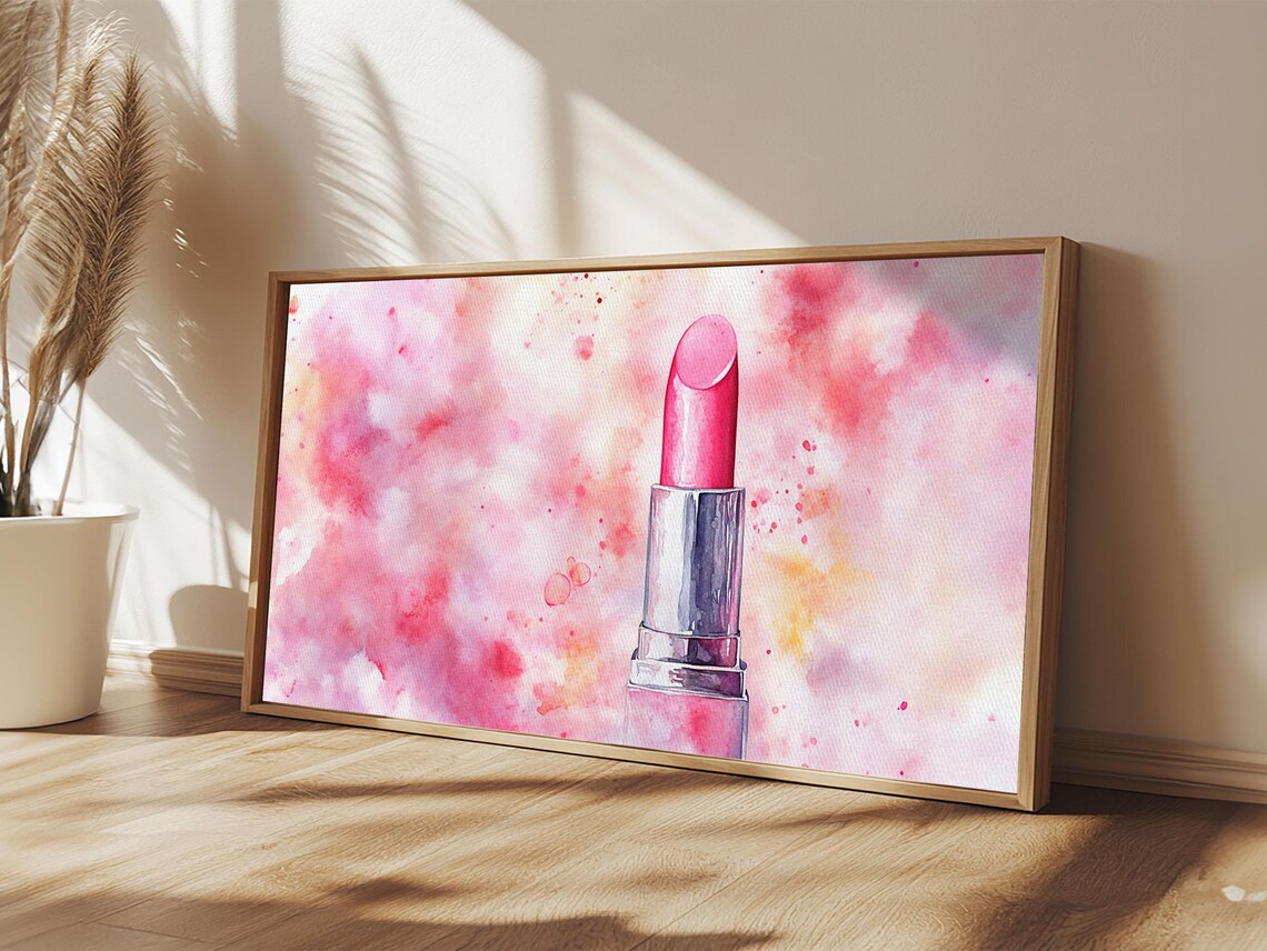 Pink Lipstick Watercolor Painting Bold Pop Beauty Cosmetic Style Poster - Image 5