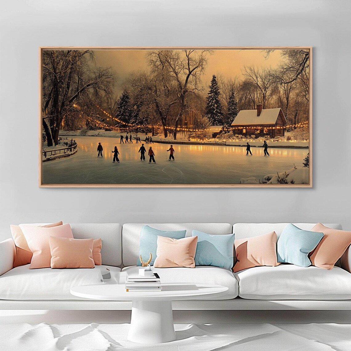 Winter Wonderland Ice Skating, Rustic Christmas Art Print - Image 6
