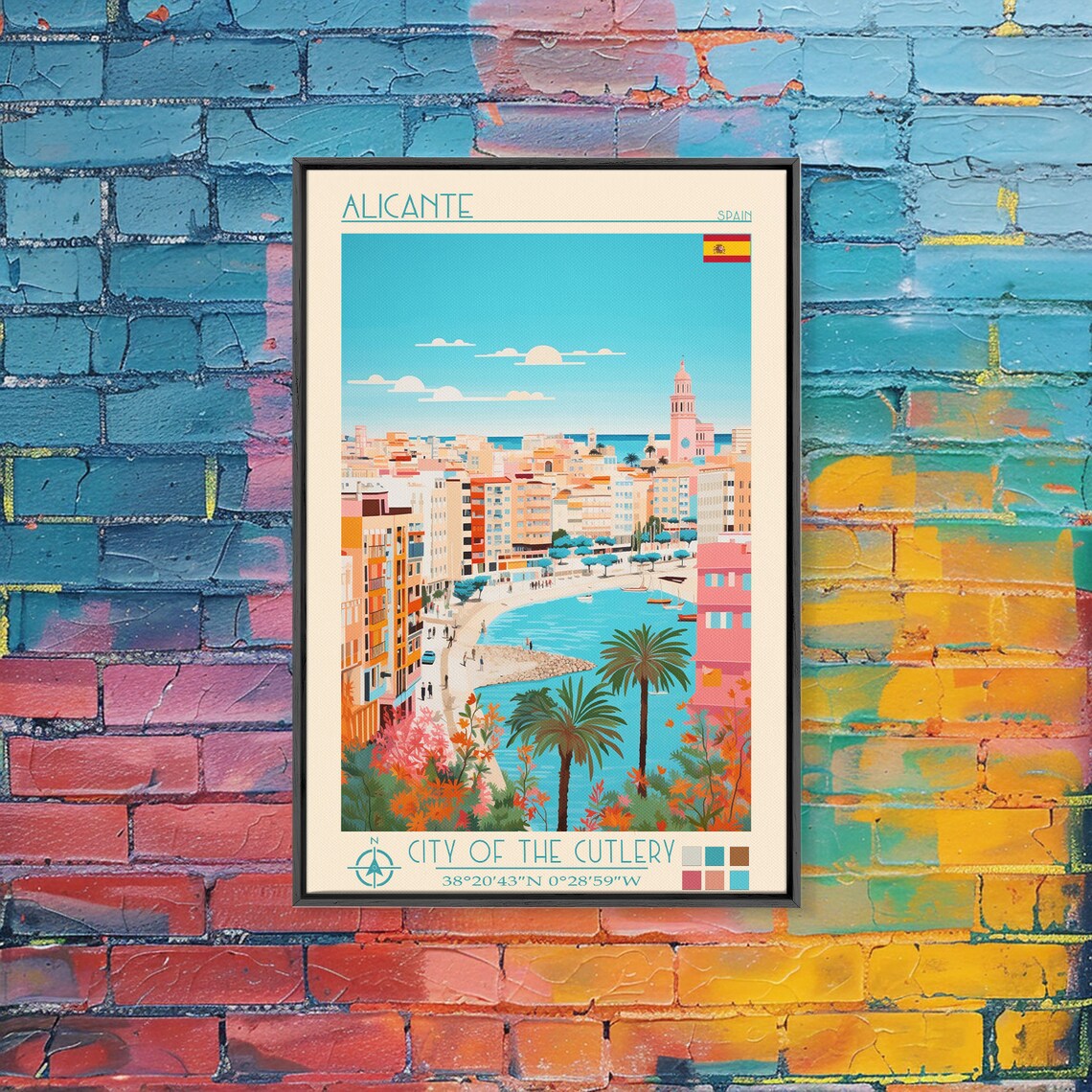 Alicante Spain Travel Poster, Mid-Century Modern - Image 5