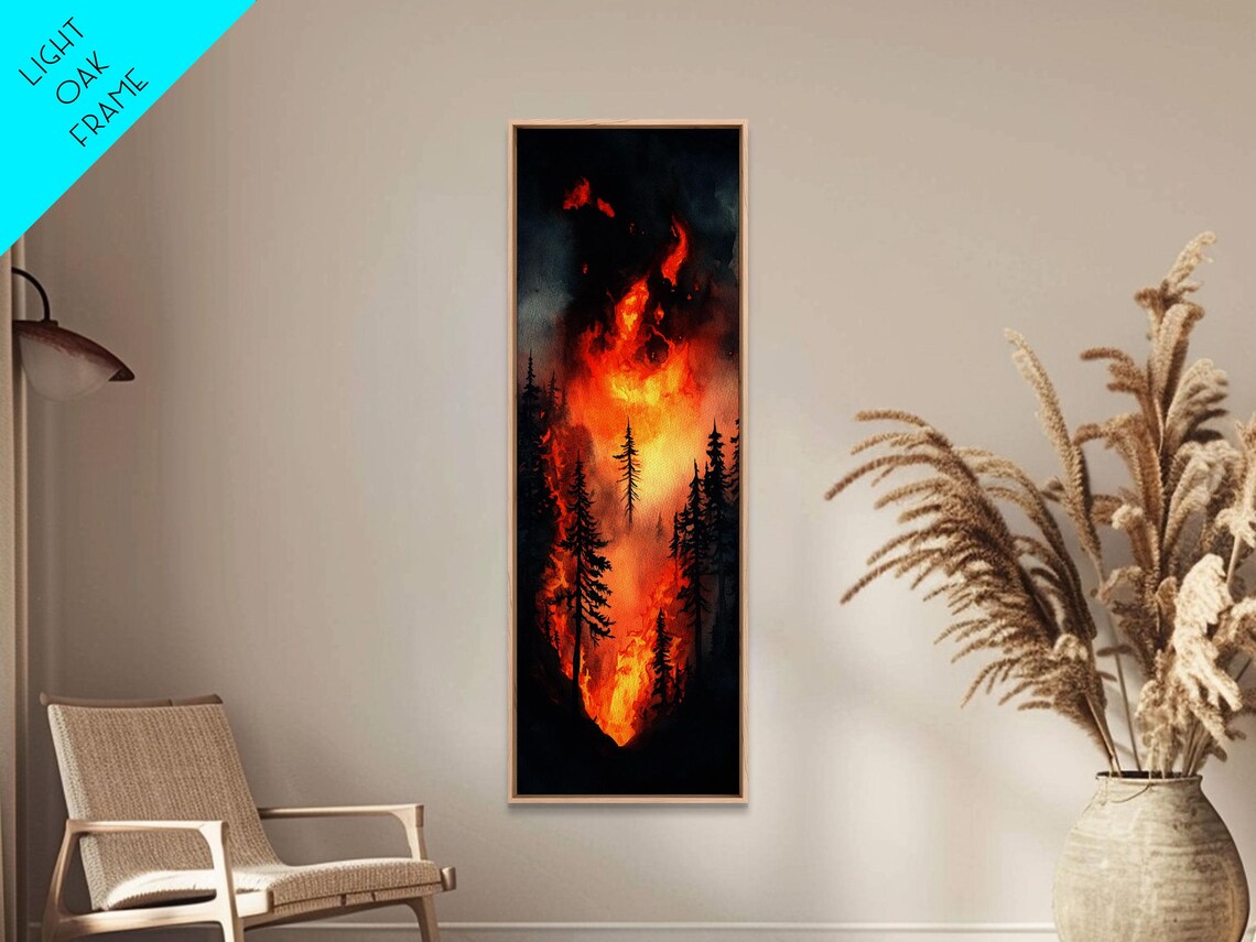 Intense Forest Fire Burning Pines Orange Flames Dramatic Scene Art Poster - Image 3