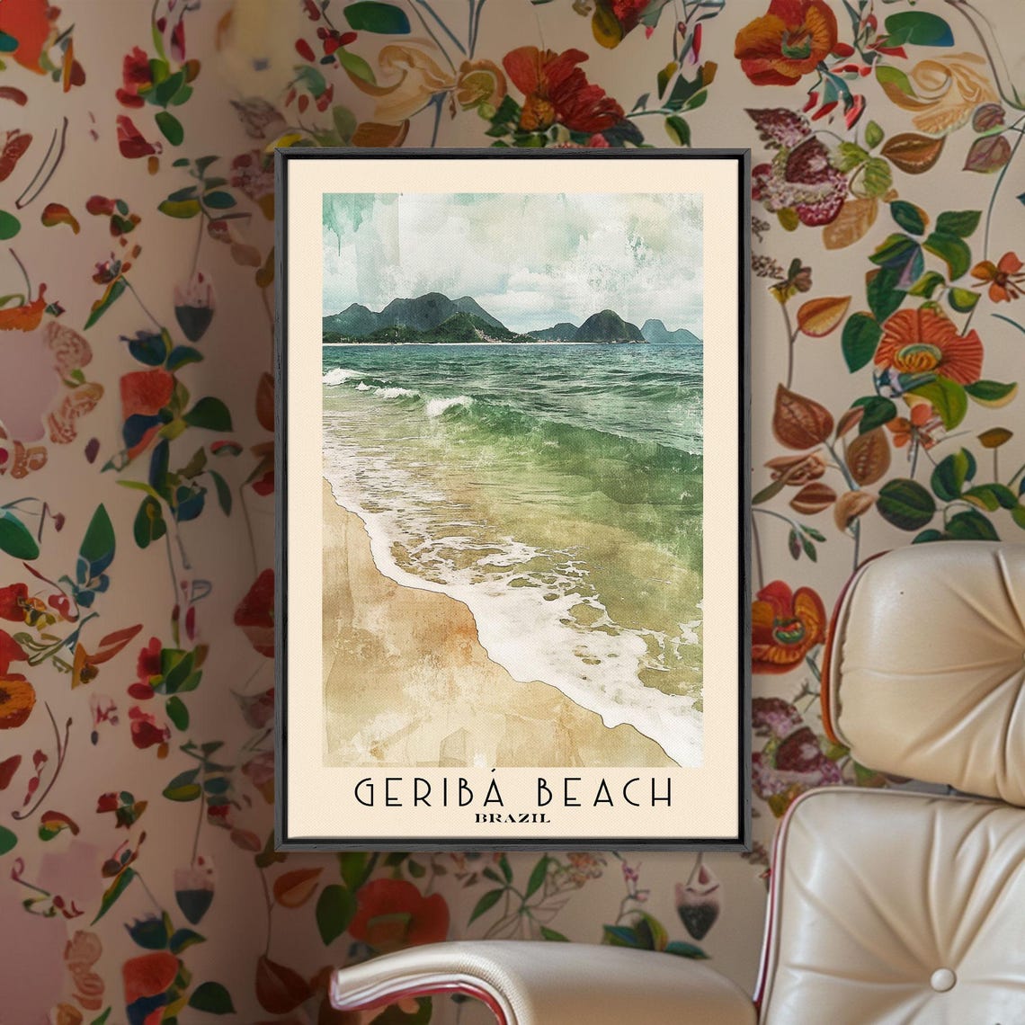 Geriba Beach Brazil Green Surf Rolling Waves Mountain Coast Poster - Image 2