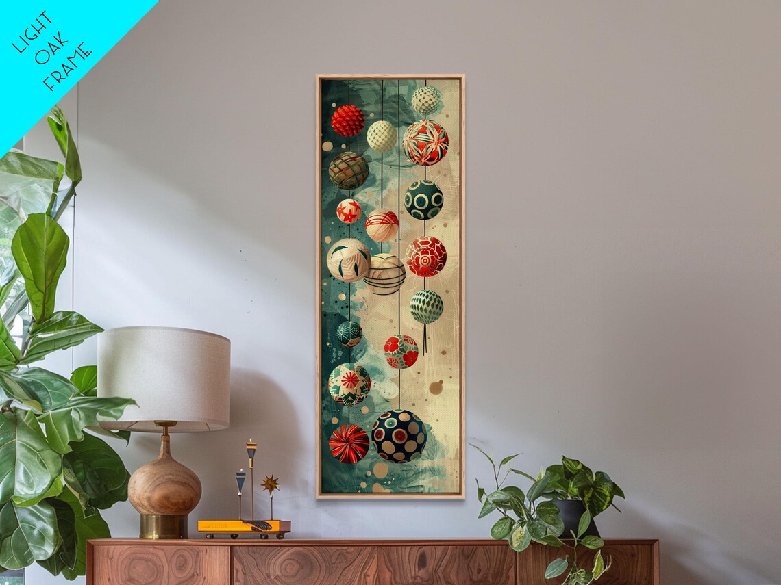 Hanging Japanese Lantern Balls Colorful Ornaments Tall Art Poster