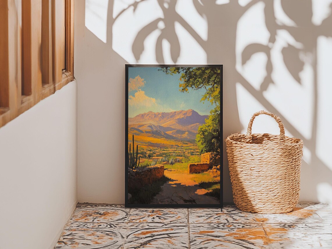 Rustic Mountain Landscape Framed Print Southwest Wall Art Above Sofa Rustic Decor Gift Idea Living Room Art Landscape Painting - Image 2