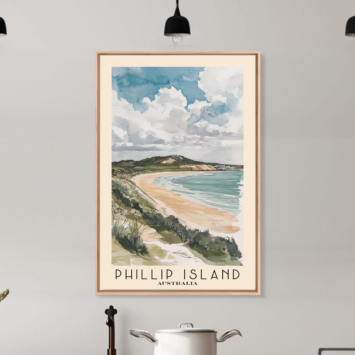Phillip Island Australia Sandy Bay Grassy Dunes Cloudy Sky Poster - Image 6