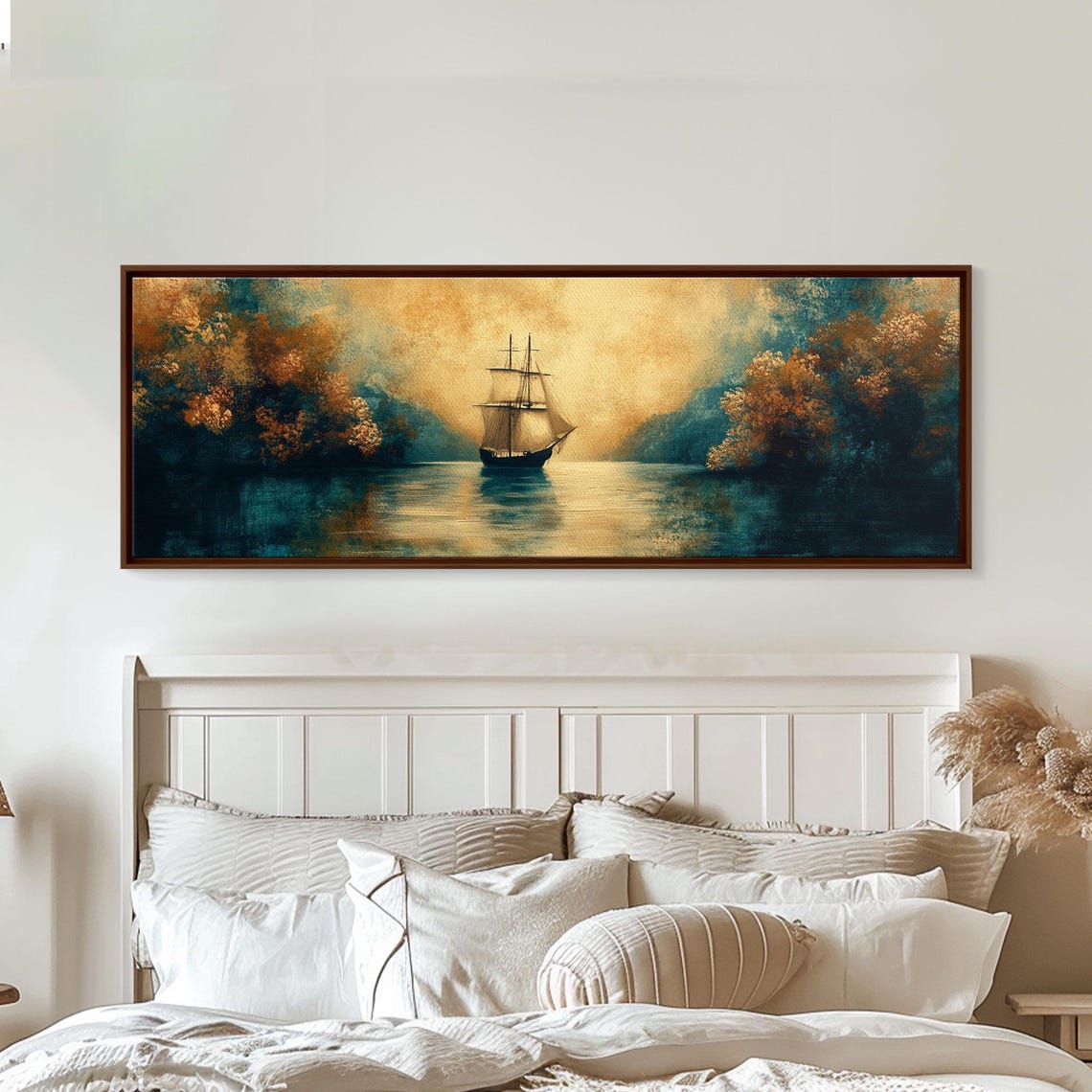 Tall Ship Sailing Golden Channel Vintage Nautical Seascape Art Print - Image 5