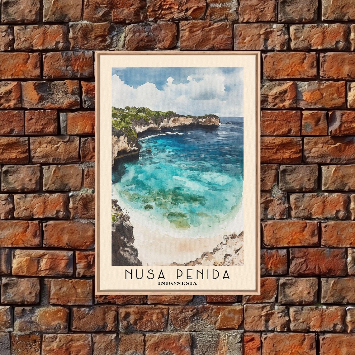 Nusa Penida Indonesia Turquoise Cliff Cove Ocean View Travel Poster - Image 4