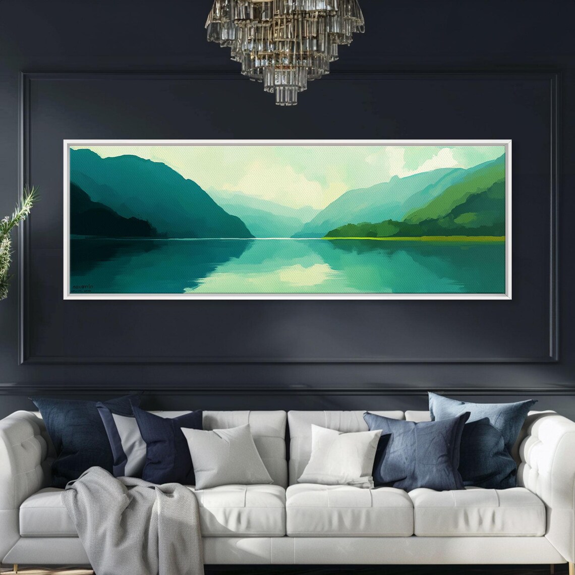 Jade Green Lake Mountain Minimalist Muted Serene Travel Poster - Image 5