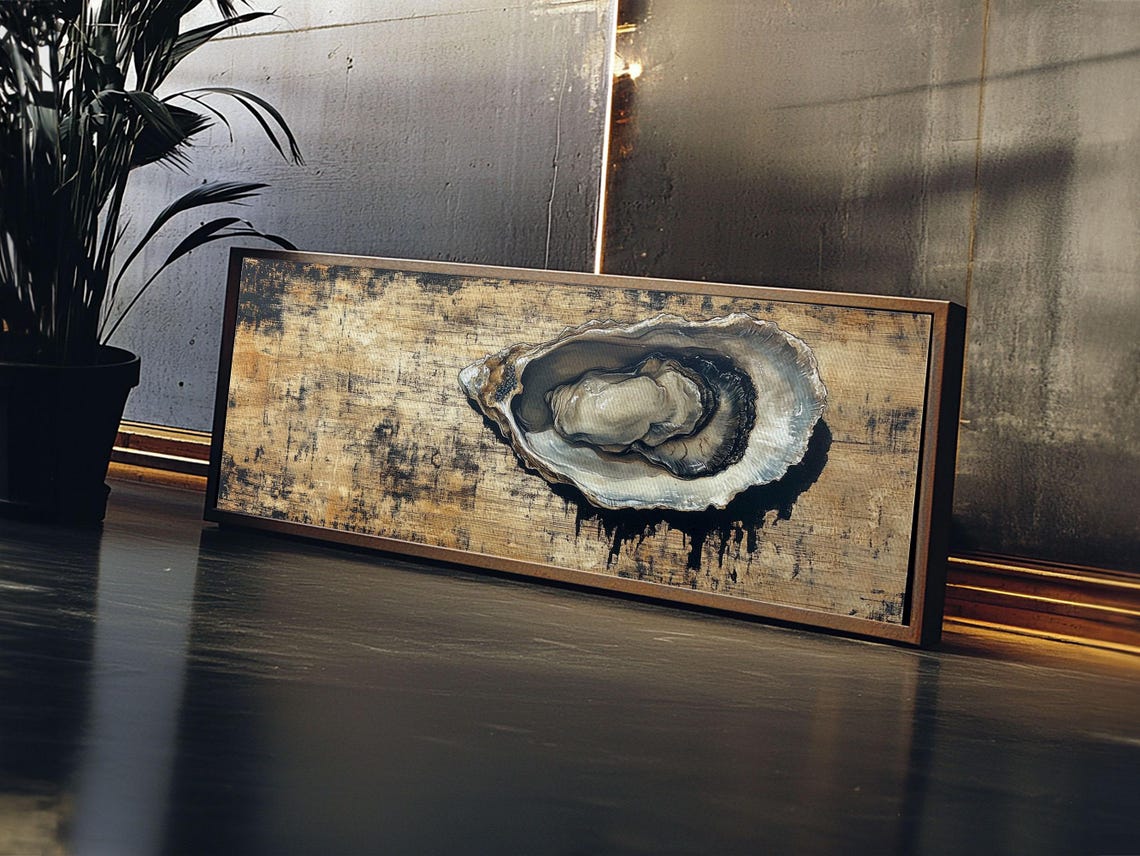 Oyster Shell Gold Black Panoramic Wabi Sabi Minimalist Kitchen Poster - Image 4