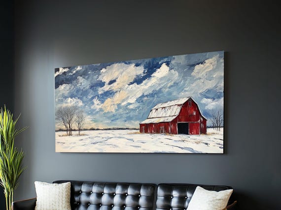 Rustic Barn Wall Art Panoramic Farmhouse Farmhouse Wall Decor Old Barn Painting Print Wood Background Rustic Wall Decor