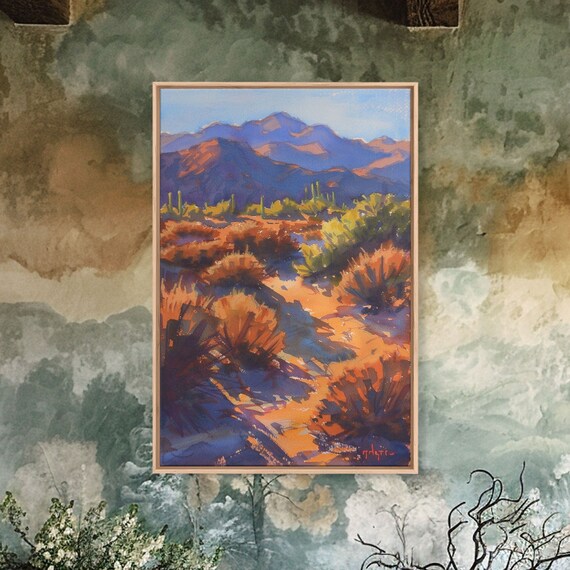 Vibrant Desert Landscape With Mountains Stunning Wall Art For Living Room Or Bedroom Framed Print For Home Decor