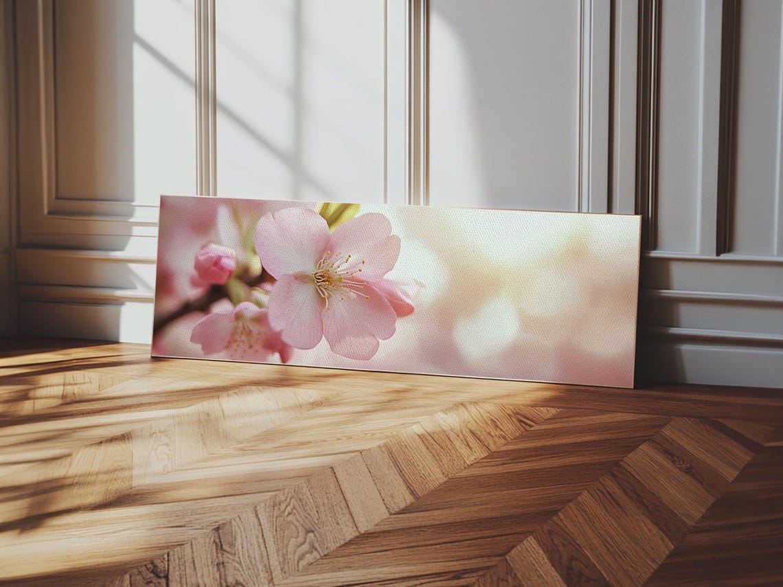 Pink Cherry Blossom Close Up Soft Light Panoramic Floral Poster - Image 6