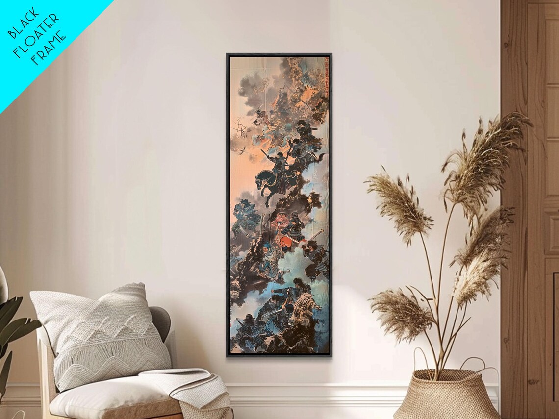 Japanese Style Warriors Battle Scene Art Print - Image 4