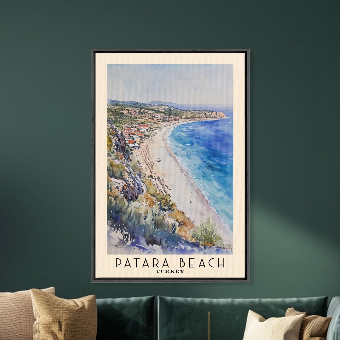 Patara Beach Turkey Aerial Long Sand Shore Turquoise Sea Umbrella Poster - Image 5