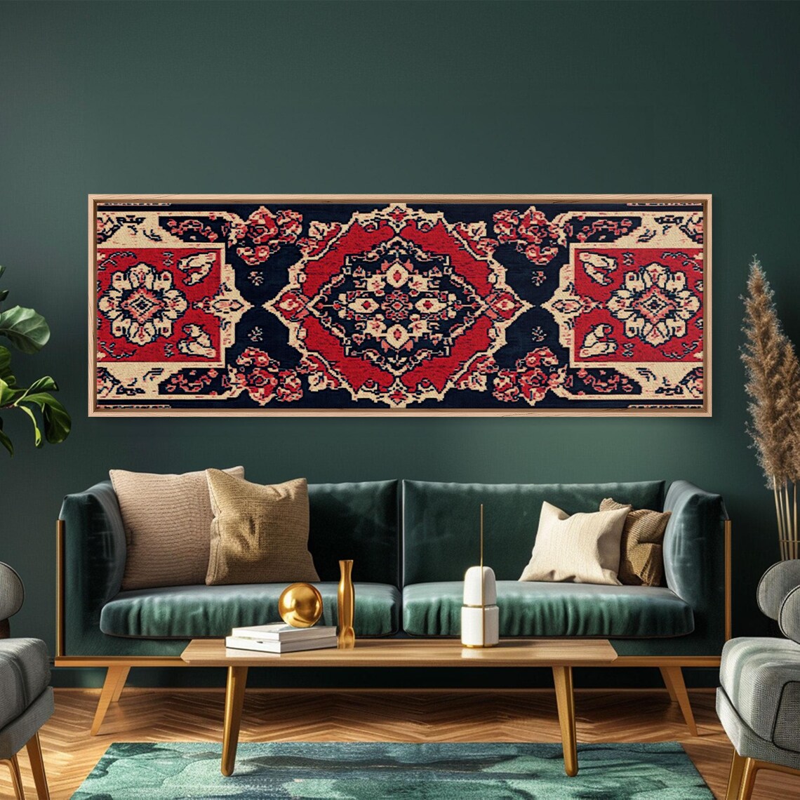 Vintage Textile Tapestry Print, Panoramic Art Print - Image 3
