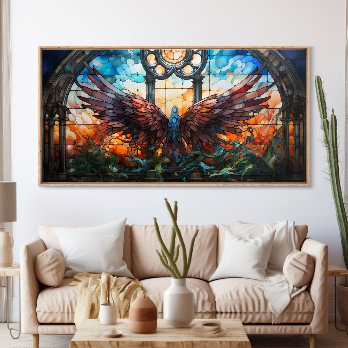 Stained Glass Phoenix Wings Cathedral Window Dramatic Art Poster - Image 3