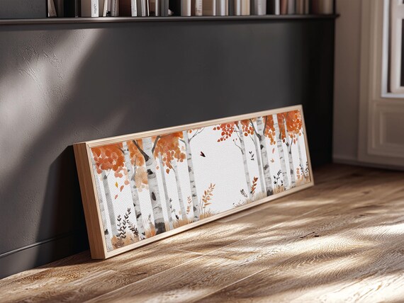 Birch Woods Horizontal Art Print Watercolor Birch Tree Painting Print Landscape Wall Art Home Decor Gift Birch Tree Painting