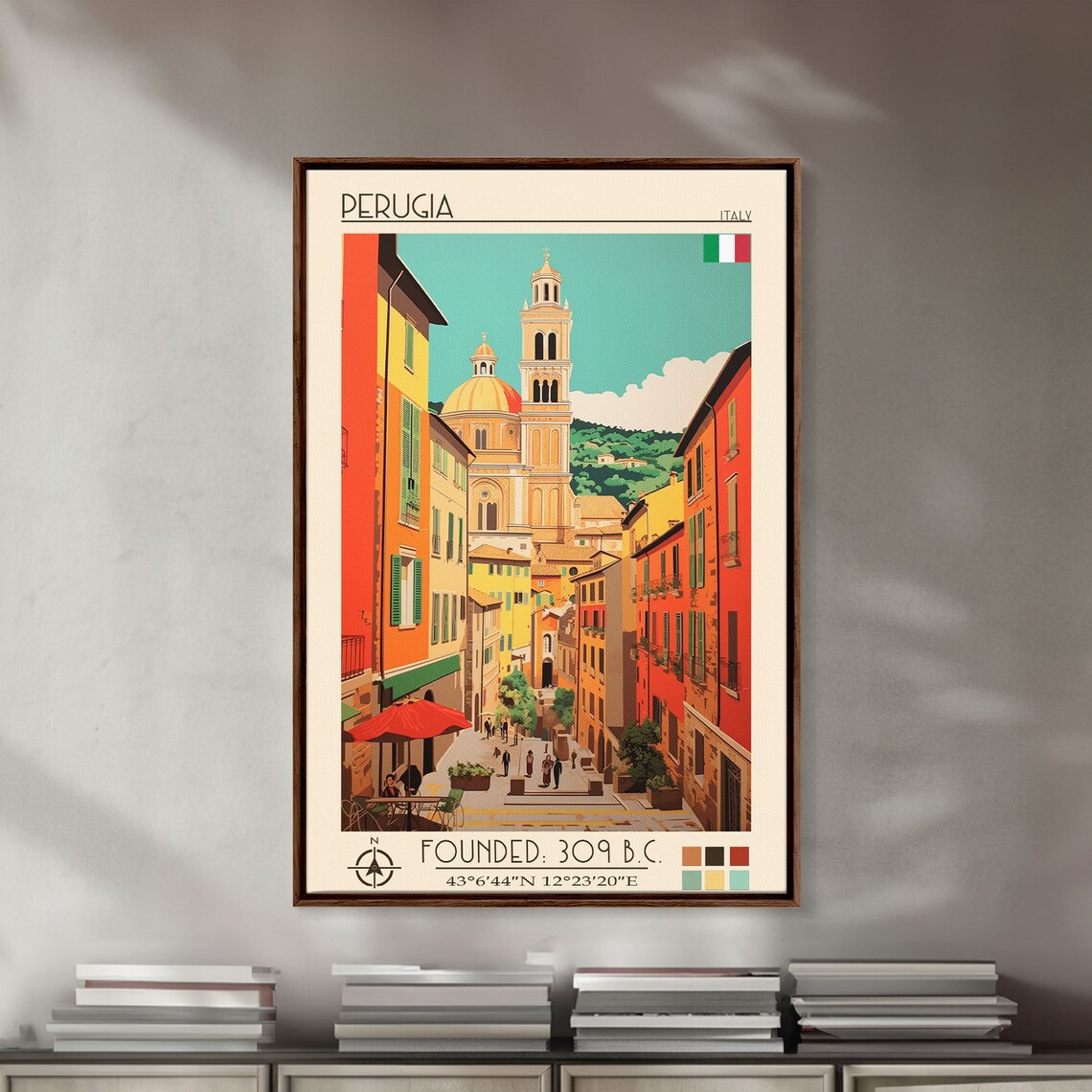 Perugia Italy Cathedral Bell Tower Old Town Street Travel Poster - Image 3