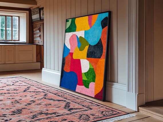 Colorful Geometric Organic Shapes Bold Modern Matisse Style Wall Art