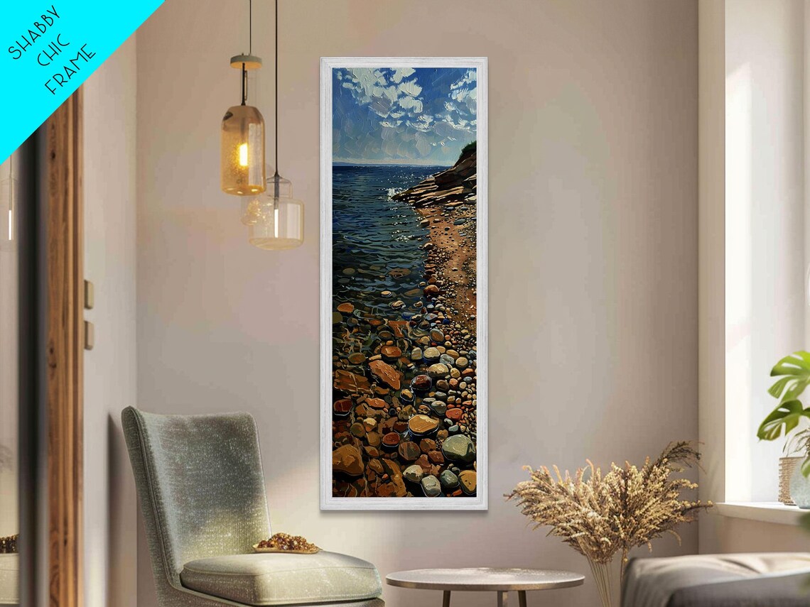 Rocky Shoreline With Colorful Pebbles And Blue Ocean Beach Art Poster - Image 6