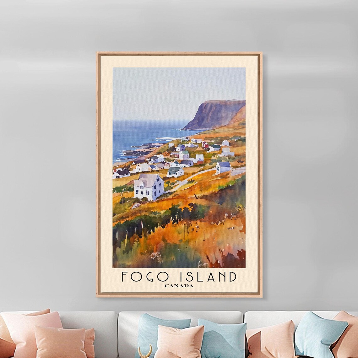 Fogo Island Canada Fishing Village Autumn Hills Ocean View Poster - Image 3