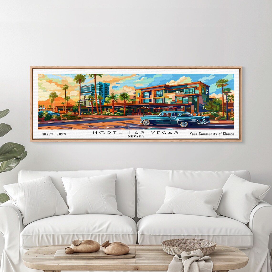 North Las Vegas Nevada Panoramic Mid Century Resort Classic Car Poster - Image 5