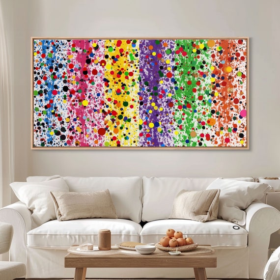 Rainbow Splatter Art Framed Print Graffiti Splatter Painting Colorful Decor Ally Art Polka Dot Wall Art