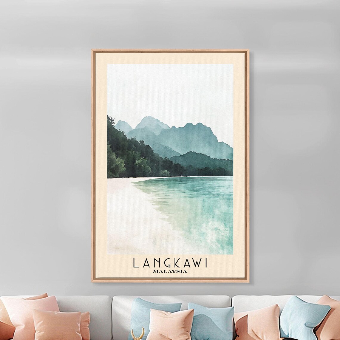 Langkawi Malaysia Misty Karst Peaks White Sand Turquoise Shore Poster - Image 3