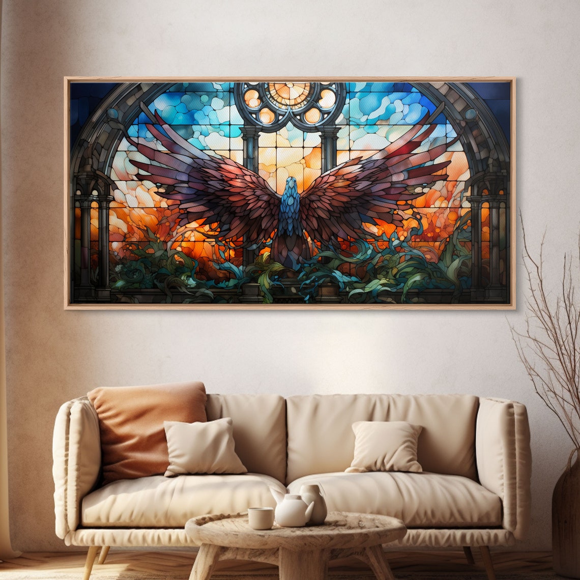 Stained Glass Phoenix Wings Cathedral Window Dramatic Art Poster - Image 4