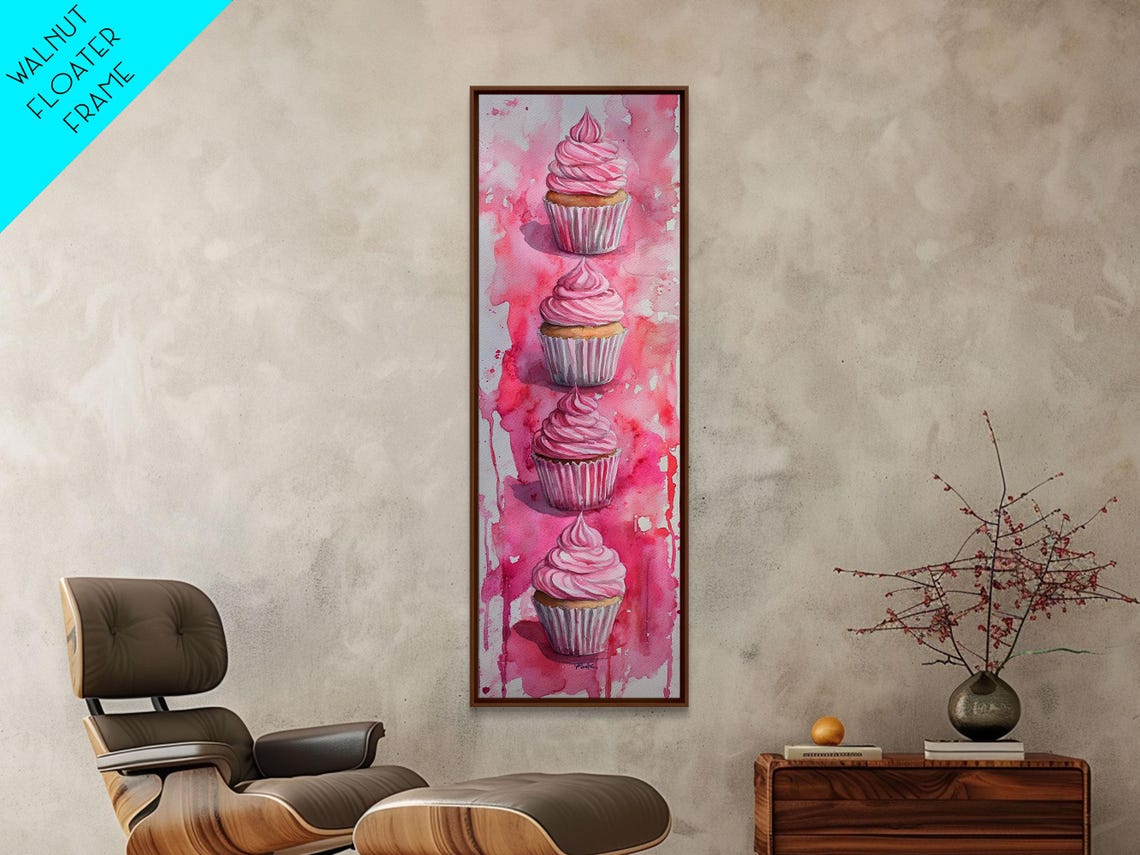 Pink Cupcakes Watercolor Stack Sweet Bakery Kitchen Art Poster - Image 5