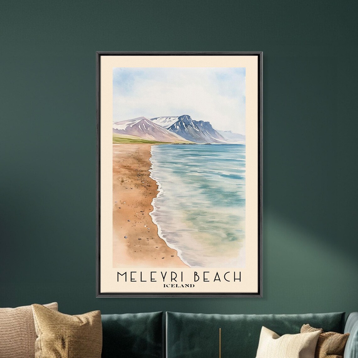 Meleyri Beach Iceland Watercolor Travel Poster - Image 5