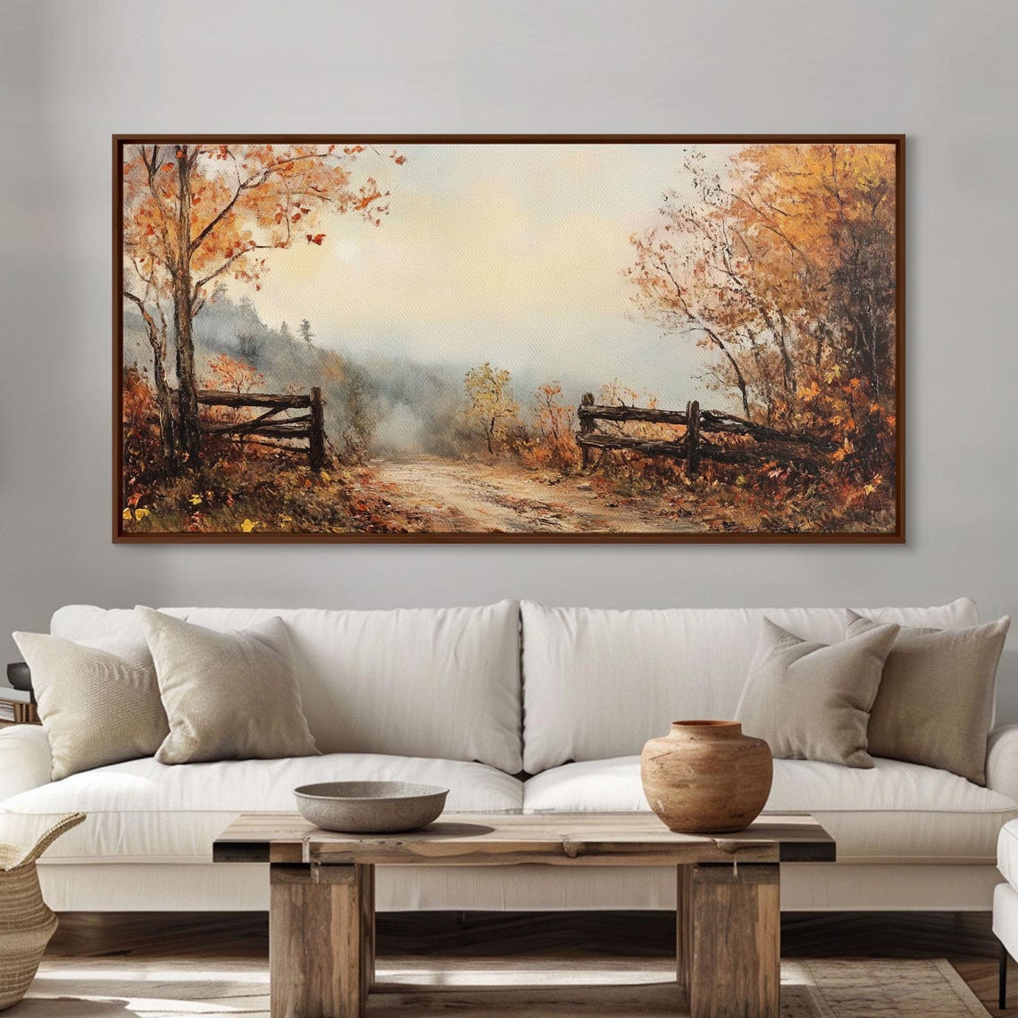 Autumn Country Road Rustic Split Rail Fence Misty Fall Woods Poster - Image 5