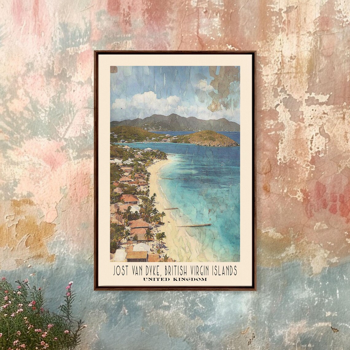 Jost Van Dyke, British Virgin Islands Watercolor Travel Poster - Image 4