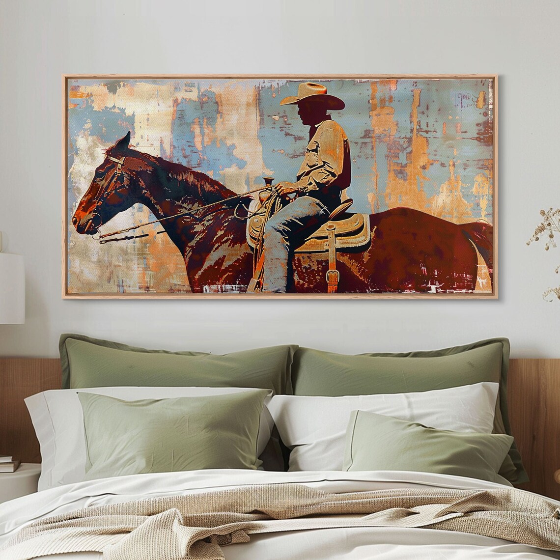 Cowboy On Horseback, Rustic Boho Wall Art Print - Image 2